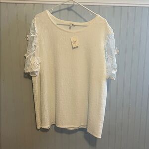 NWT Elegant White Lace Sleeve Top